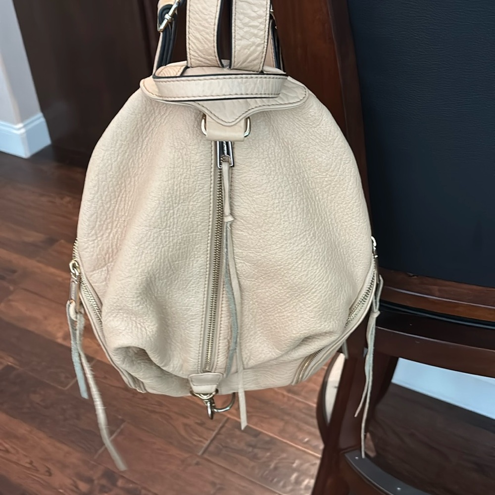 Rebecca Minkoff Cream Pebbled Leather Backpack